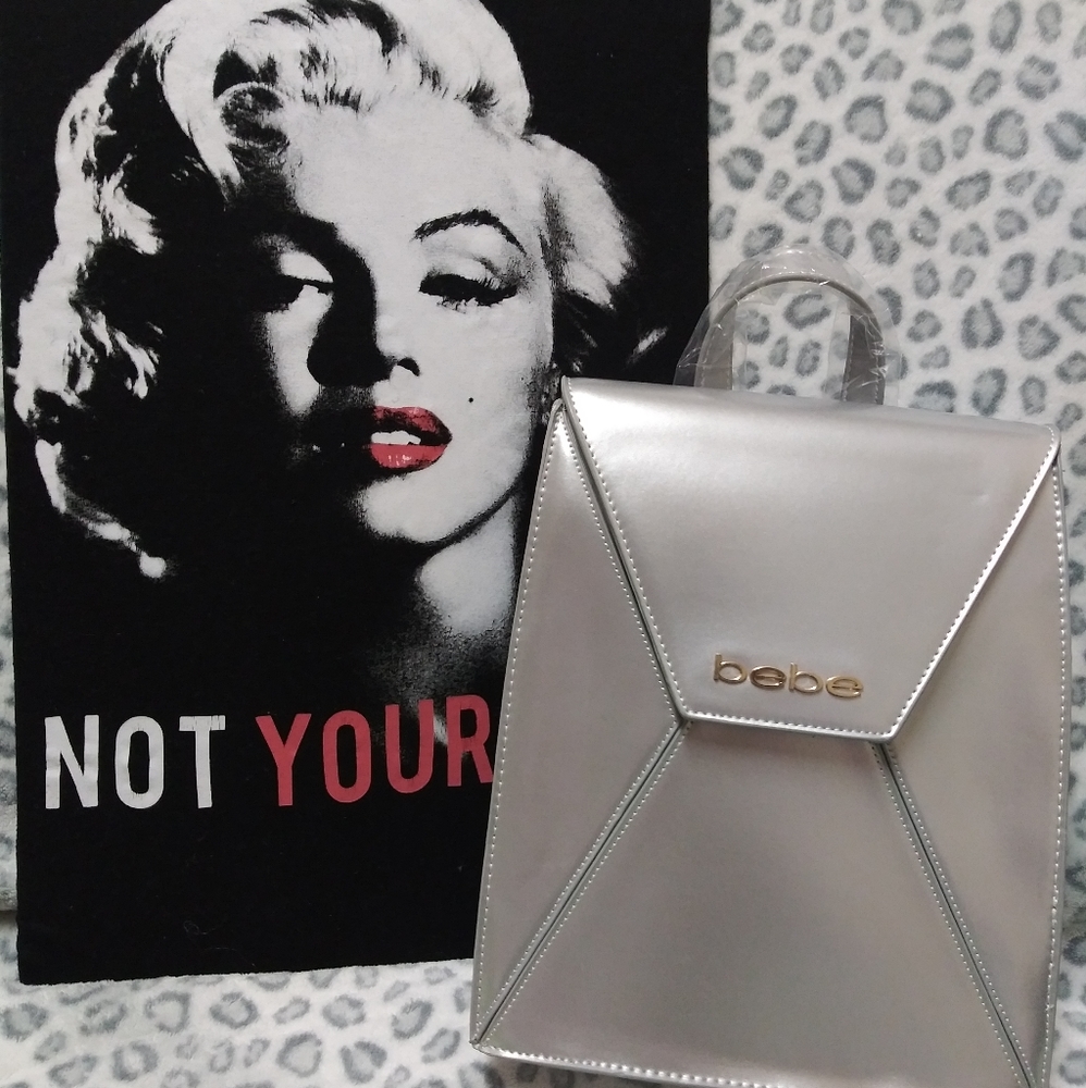 Bebe Silver Backpack Purse